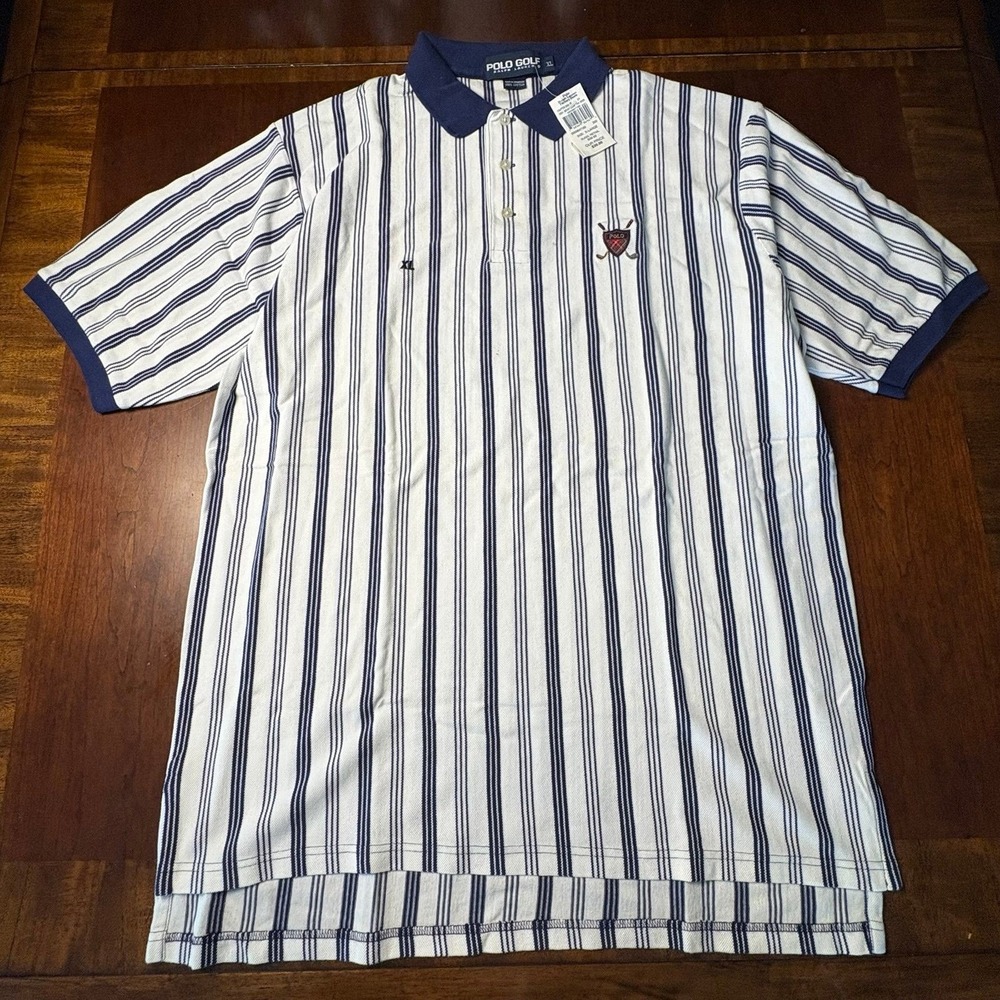 Polo Golf Ralph Lauren Vintage Striped Crest Polo Shirt XL NWT